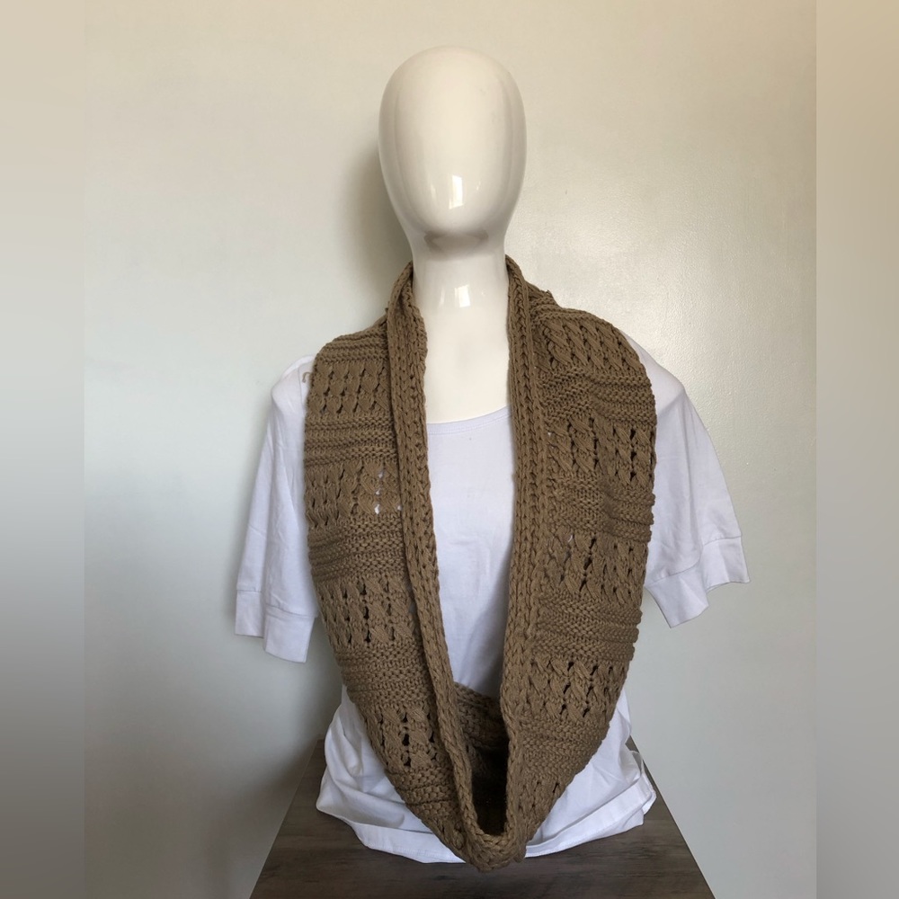 Beige Woven Infinity Scarf